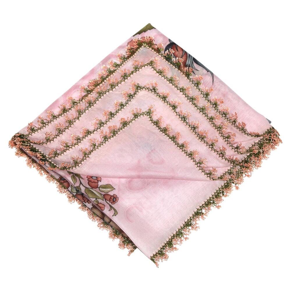 Tulbent Scarf Handmade Crochet Detailing NWOT